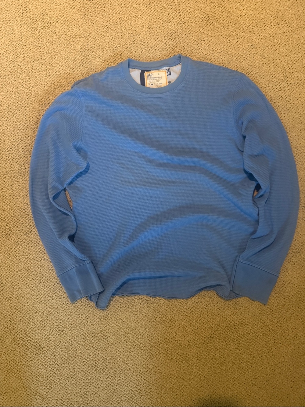 GAP Men’s Sky Blue Waffle Crewneck Sweater